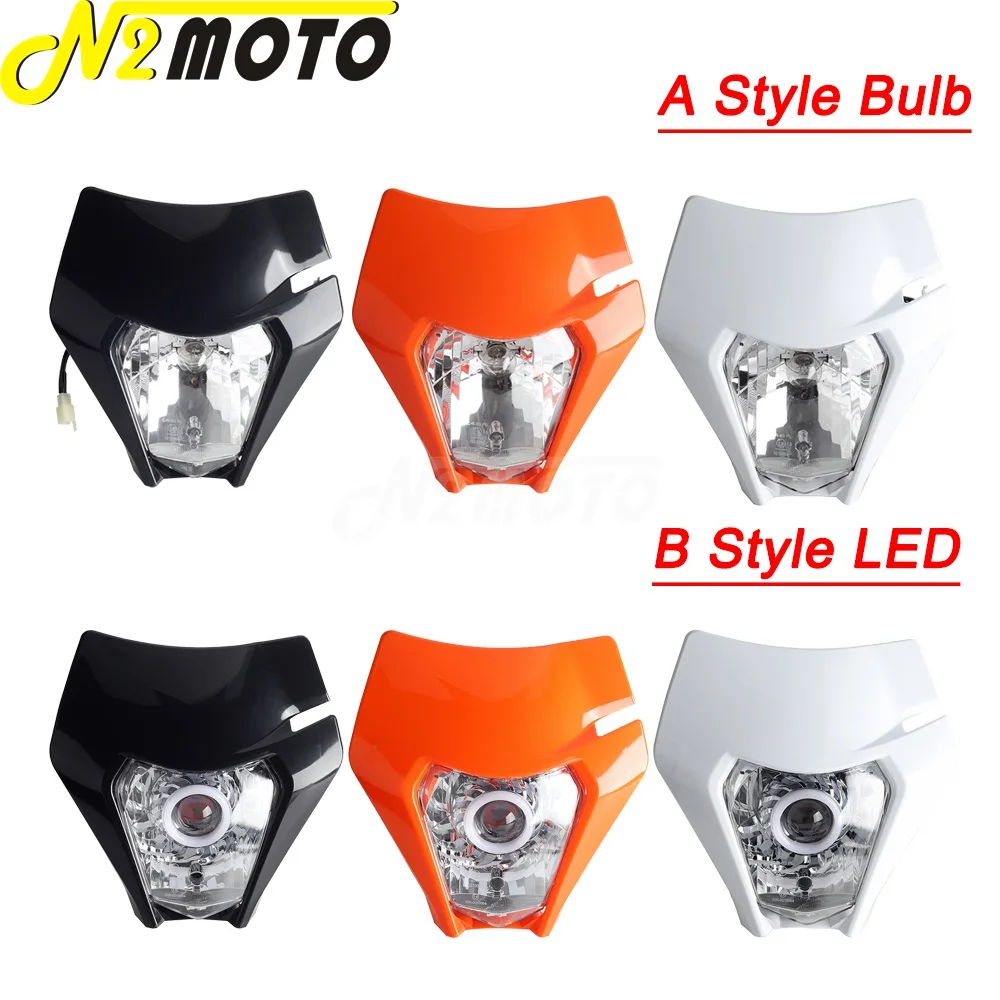 Supermoto Motorcycle LED Headlight High/Low Beam With Angel Eyes DRL Headlamp For KTM EXC SXF MX XC-W EXC-F 690 Enduro Dirt Bike