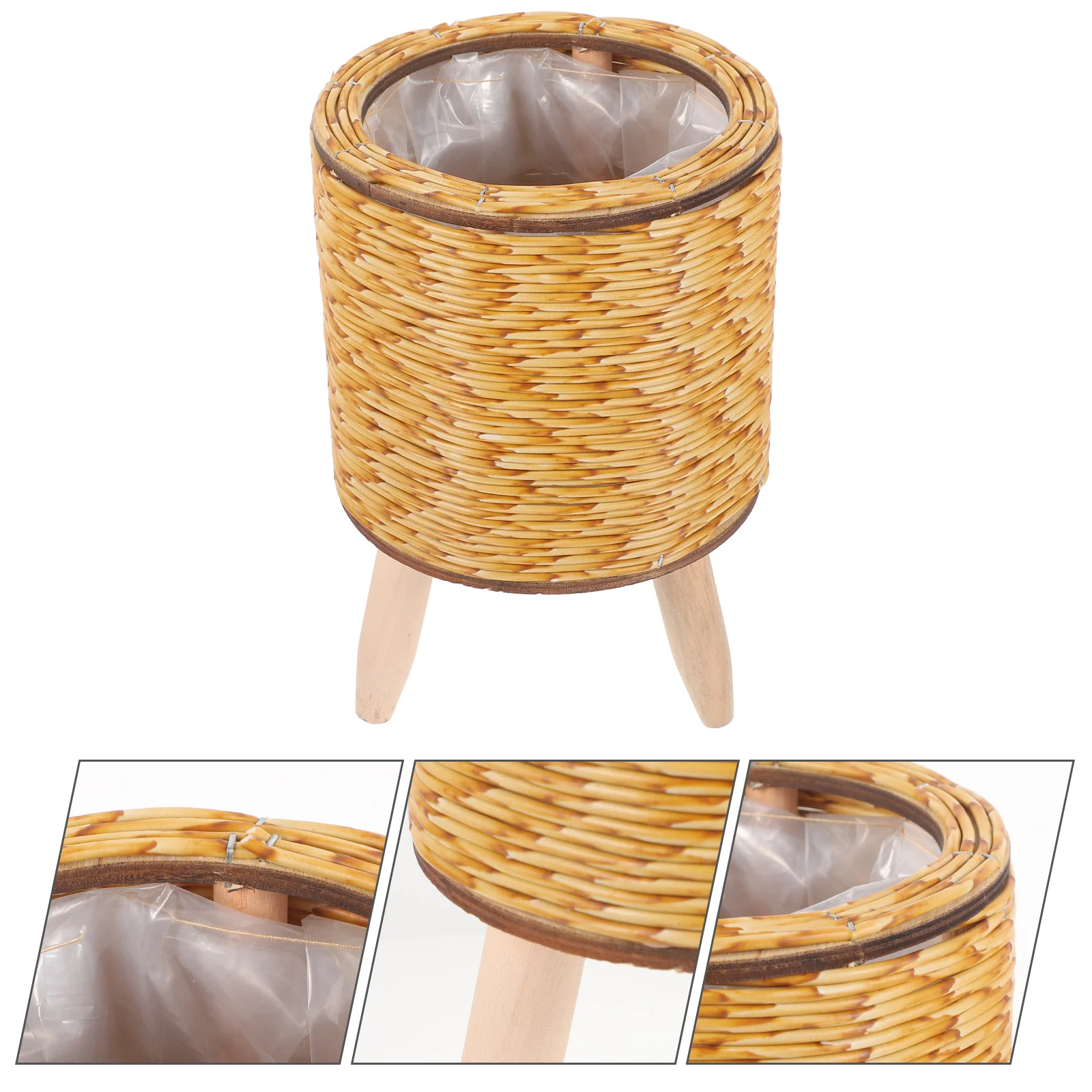 

Rattan Plant Stand Handwoven Basket Planter Wicker Plant Pot Stand Floor Planter Pot Seagrass Flower Display Holder