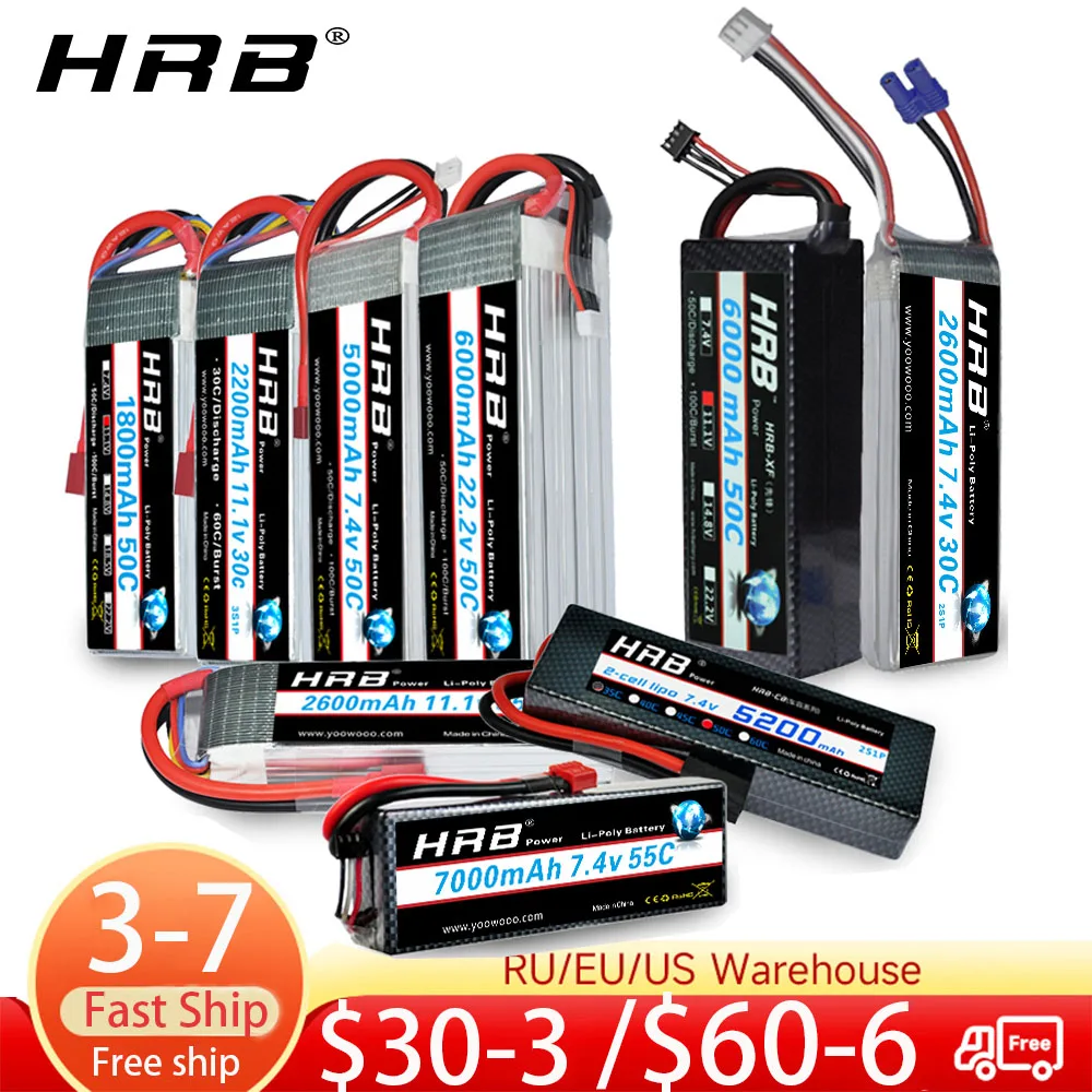 HRB – Batterie LiPo En Graphène 3s 4s 6s, 5000mAh, 14.8v 22.2v, Pour Voiture RC Monters, Avion, Drone, Hélicoptère, Bateau, DJJ, 1/10, 1/12 - Historique Des Prix Et Avis | Vendeur AliExpress