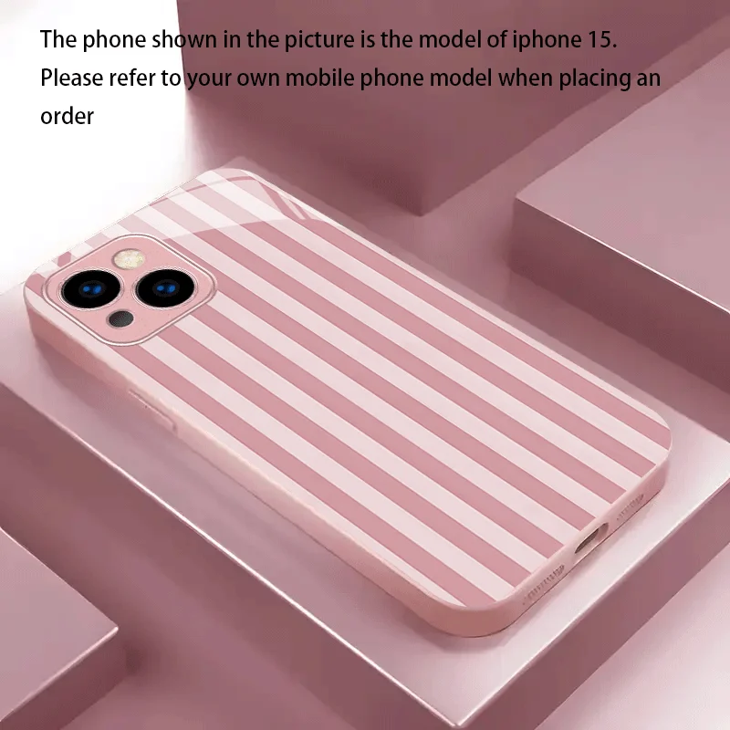 Pink Stripes Tempered Glass Phone Case
