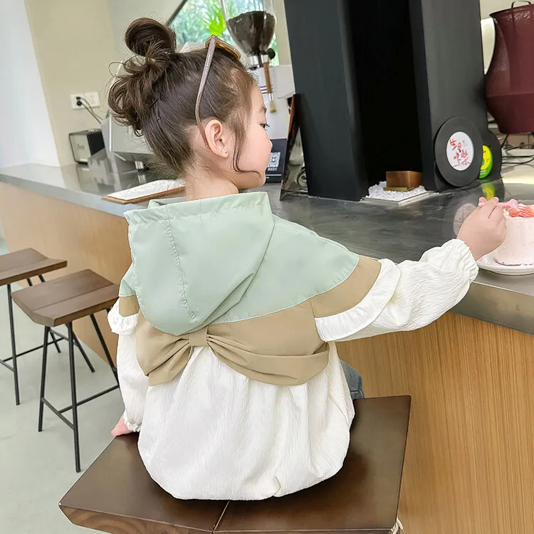 용수철 가을 활 후드 지퍼 소녀 재킷, 2-8 세 아동복, 캐주얼 하드 쉘 코트, 2024 신제품