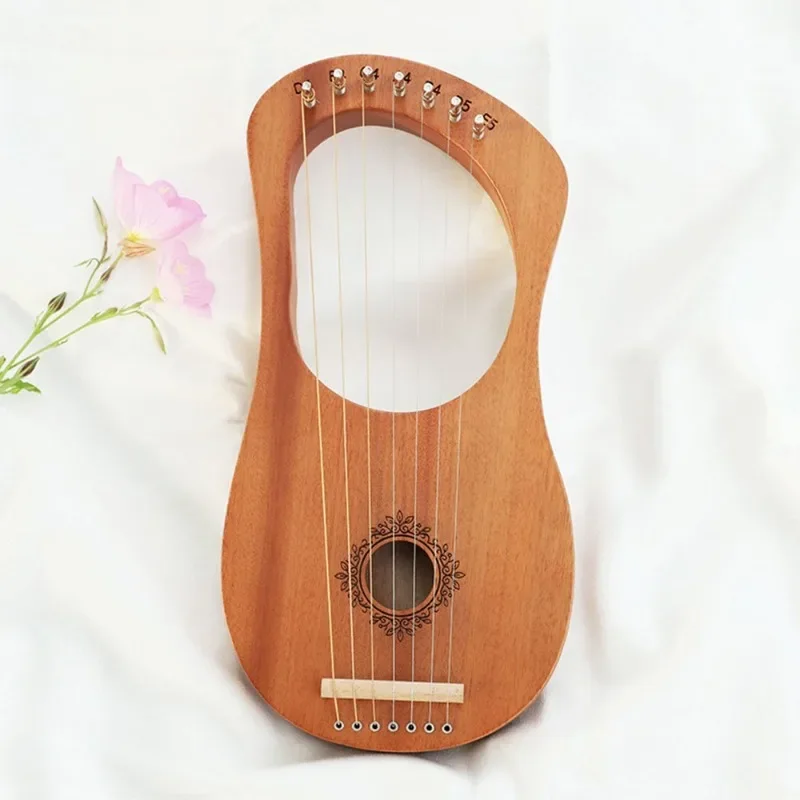 Classical Charm Beginner's Lyre with 7 Metal Strings in Dark Brown-Beginner's Instrument-The Perfect Gift for Music Lovers