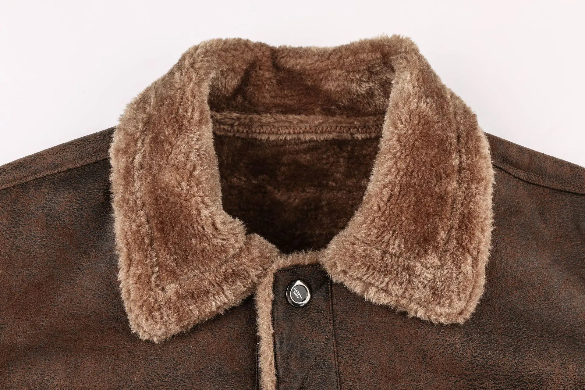 Autumn Winter Coat Men Jacket Vintage Solid Turn-Down Collar Outdoor Training Suede Zip Pocket Lamb Fleece Collar Warm Jacket men winter jacket