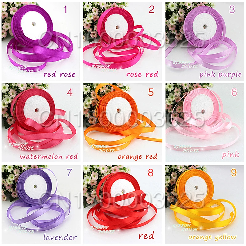 (25 Yards/roll) 6mm Satin Ribbon Woven Ribbons Gift Packaging Christmas Decoration Handmade DIY Home Holiday Party Wholesale