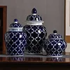 Blue Background Celadon Vase Flower Vase French Living Room Entrance Coffee Table Wine Cooler Study New Chinese Style Ornaments 2