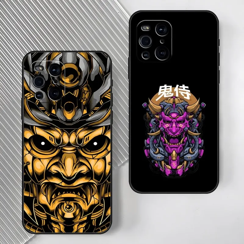 Japan Samurai Oni Mask Tiger Lion Custodia Per Telefono Per Oppo Reno 6 Pro 7 Find X3 Neo X5 A93 A55 A94 A54 Cover Posteriore