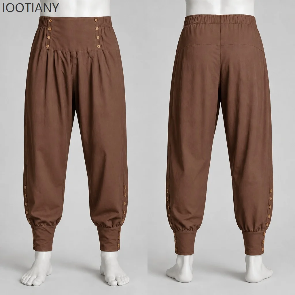 Costume da Uomo Medievale Rinascimentale, Giacca Corta con Maniche a Sbuffo e Lacci, Pantaloni da Pirata Vittoriano per Spettacoli e Cosplay - immagine 5