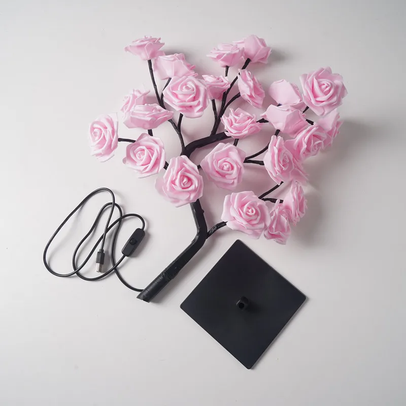 Table Lamp Flower Tree Rose Lamps Fairy Desk Night Lights USB Operated Gifts for Wedding Valentine Christmas Decoration