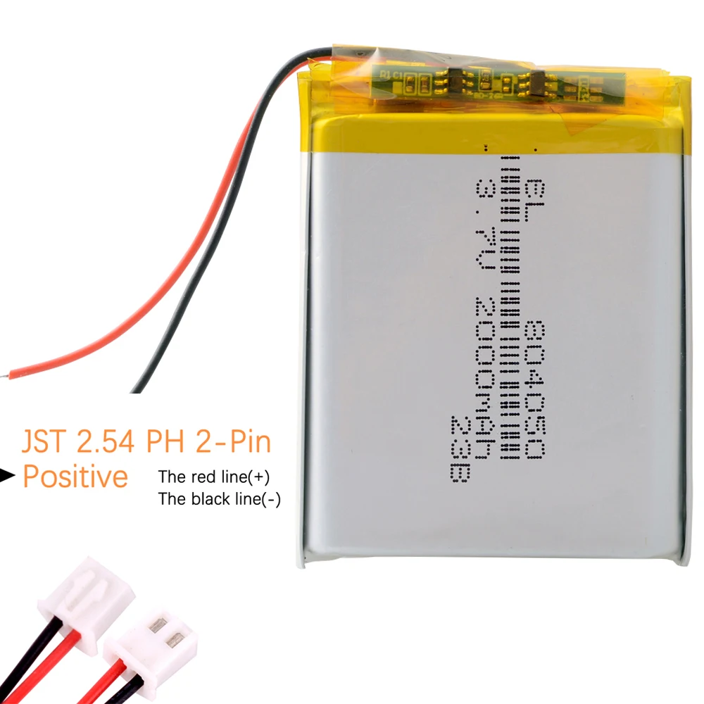 2.0mm 804050 2000mAh 3.7V Lithium Polymer Rechargeable Battery For MP3 ...