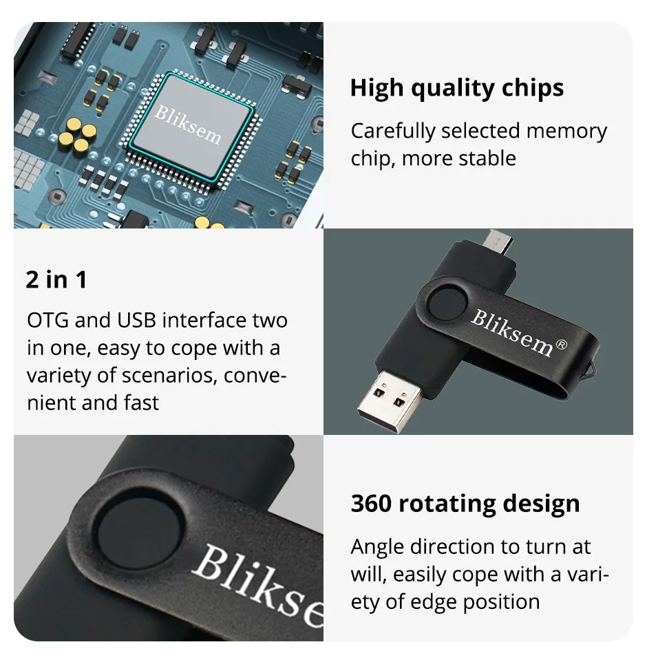 Bliksem OTG Flash Drive 32GB 64GB High Speed USB2.0 for PC Mobile Phone USB Metal Mini Pen Drive 32GB USB Flash Drive 64GB