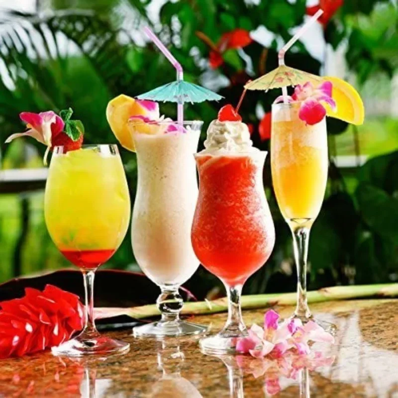 Flamingo Drinking Straws Tropical Umbrellas Pineapple Juice Cocktail Disposable Juice Straws Hawaii Party Decoration 25/50pcs disposable straws