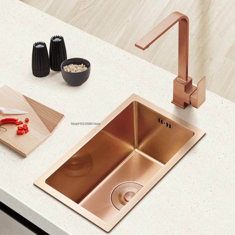 Kitchen Household Sink Gold Single Small 304 Stainless Steel Kitchen Sinks Wash Basin Double Kitchen  Accessories Sinks 4