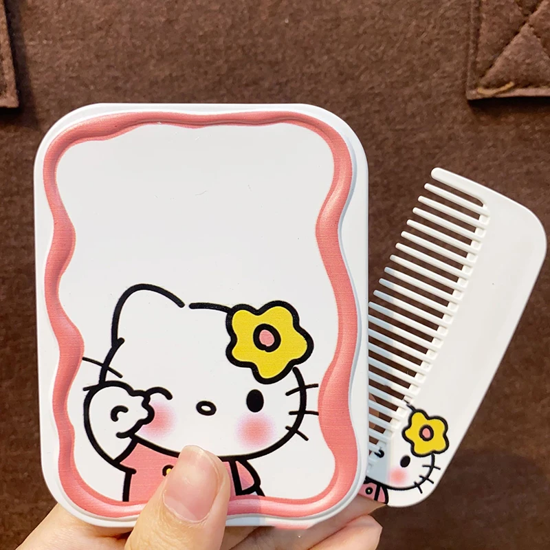 

Kawaii Kuromi Sanrio Melody почтовое портативное складное зеркало Симпатичные Аниме Мультяшные игрушки кукла Femal косметические зеркала макияж подарки