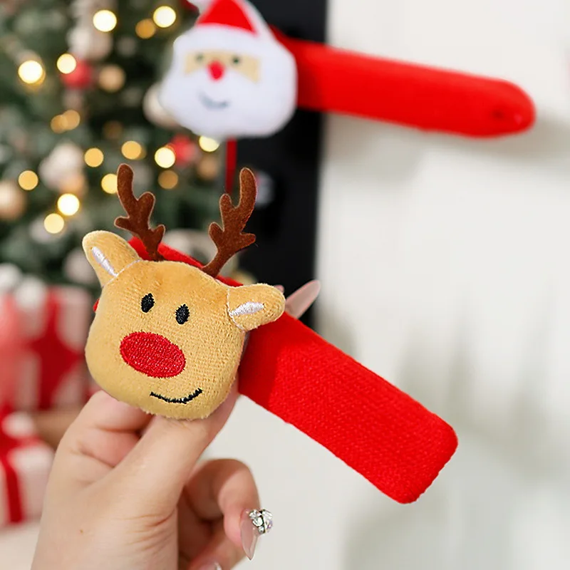 Festive Christmas Door Handle Covers with Bells - Soft Holiday Décor Accessories