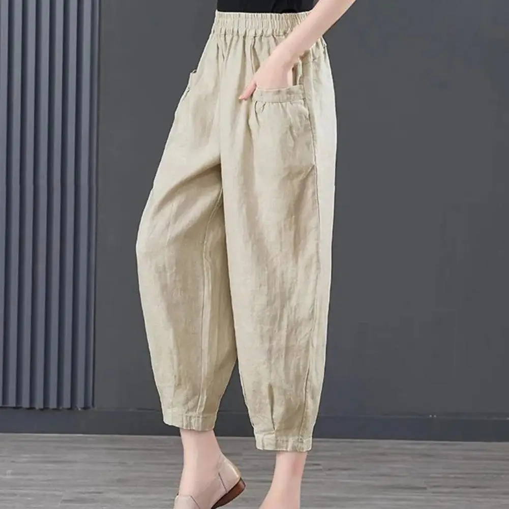 Women Harem Pants Elastic High Waist Harem Trousers for Women Solid Color Wide Leg Pants Streetwear Spring Summer Casual Fashion