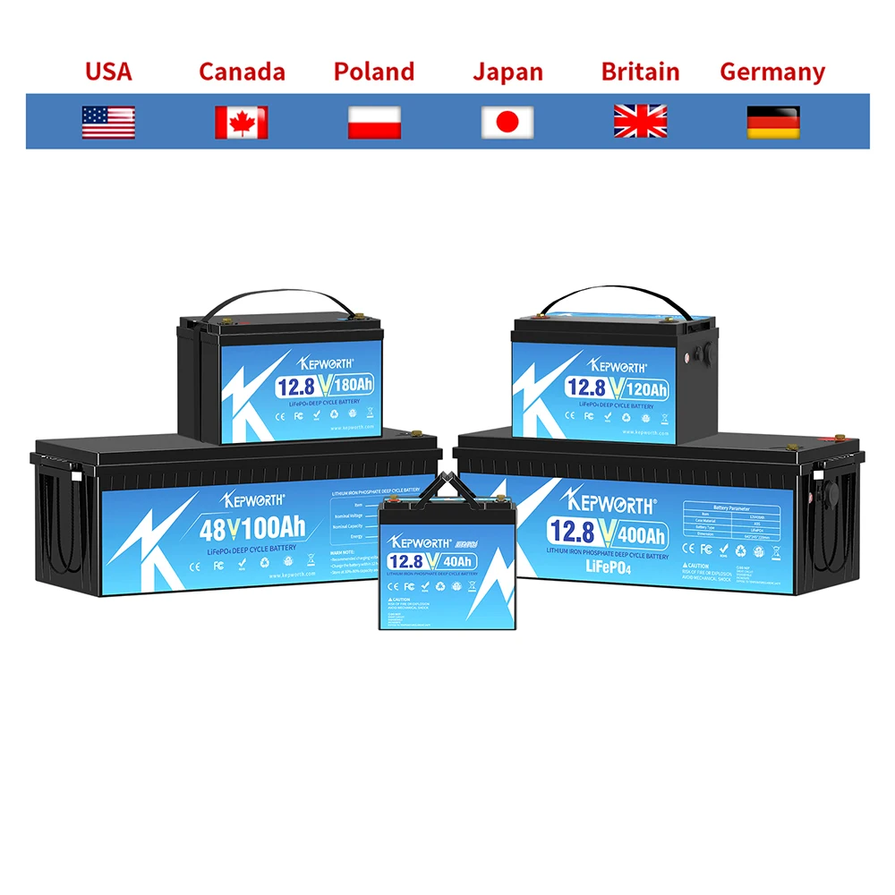 Lithium Iron Phosphate Battery 12V 24V 100Ah 120Ah 200Ah With BMS For Golf Cart EV RV Solar Energy Trolling Motor