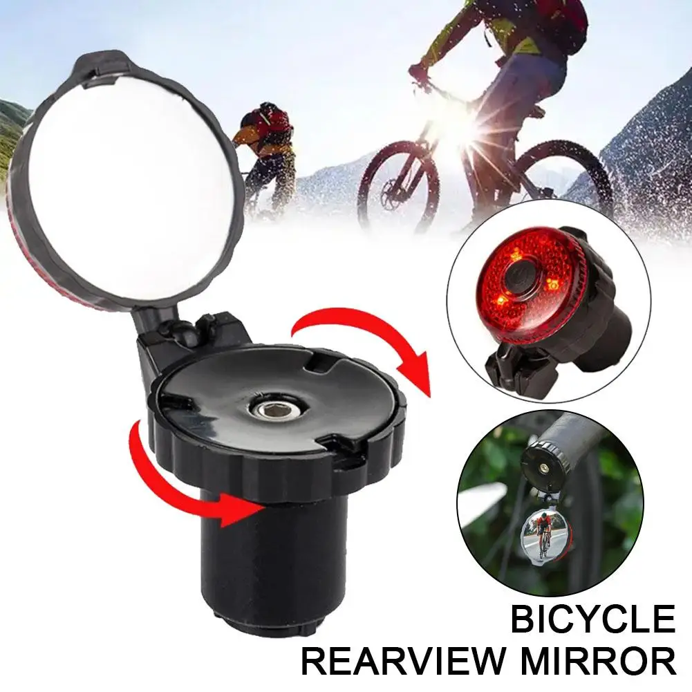 Bicycle Rearview Mirror Waterproof Adjustable Foldable Led Warning Light For Mtb Road Bike Rear View Reflector Accessories L5f4