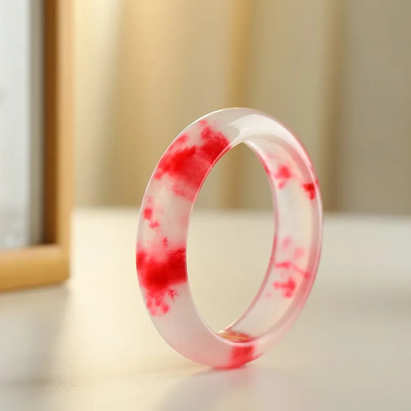 

Genuine Myanmar Jadeite Ice Floating Red Flower Jade Bangles Women Fine Jewelry Accessories Grade A Burma Jades Bangle Bracelets