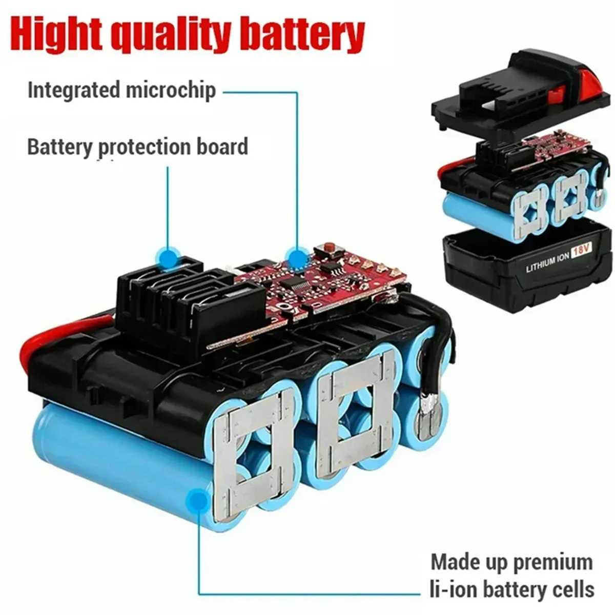 2025 Neu für Milwaukee M18 Elektrowerkzeug-Akku, Ladegerät, 18 V 6000 mAh, BR, XC, 18 V, M18B5, 48-11-1860, integriert – Detail 1