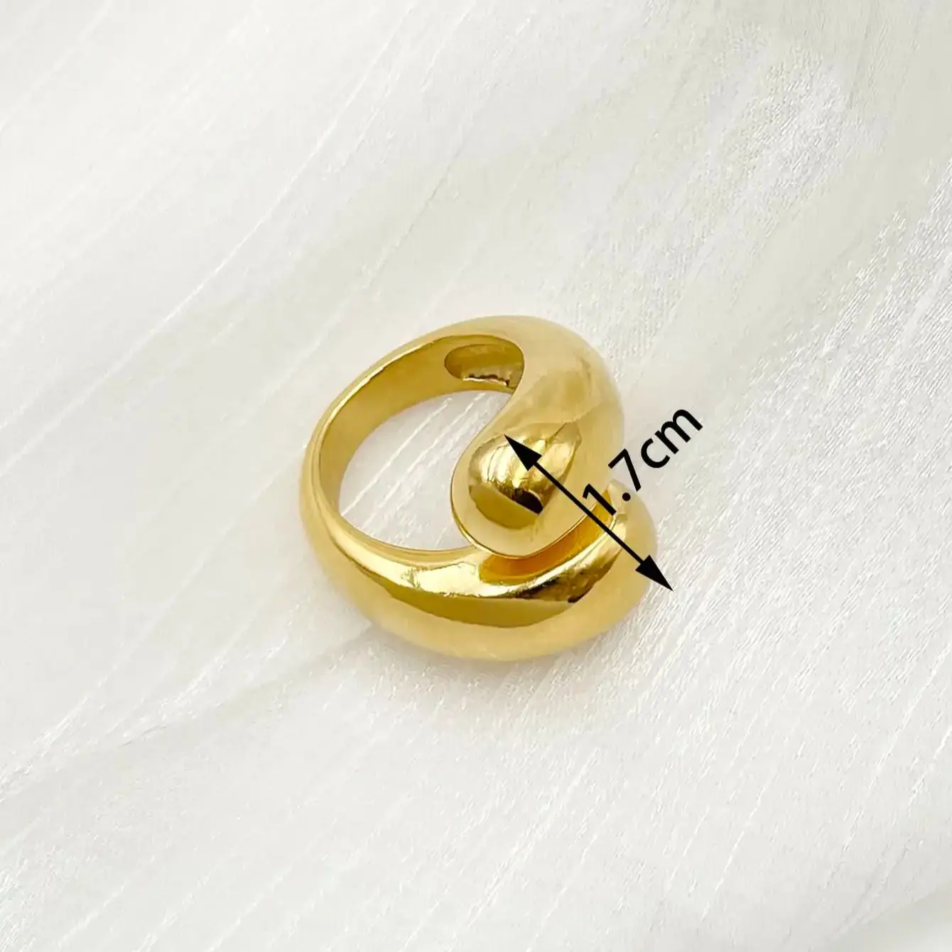 Stylish Water Droplet Shape 18k Gold Plated Stainless Steel Open Adjustable Ring Trendy Custom Women's Fashion Accessory 6