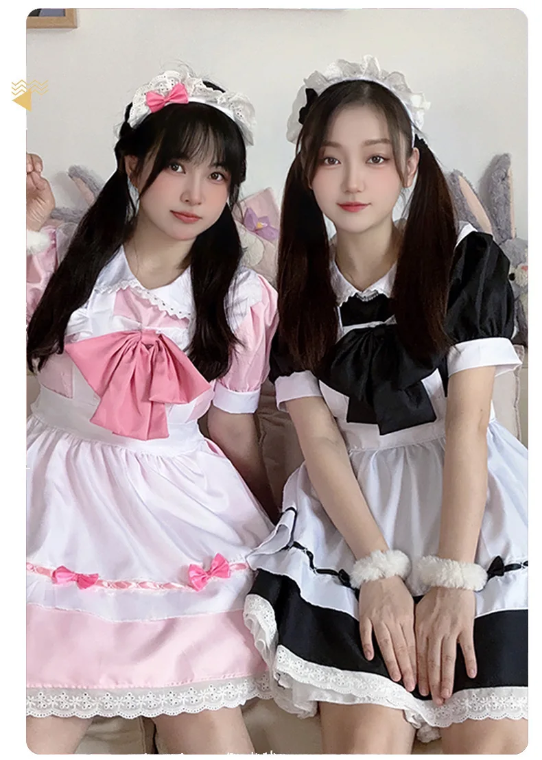 Lolita Cosplay Kleid Pink Maid Anime Kawaii Sweet Halloween Damen 14