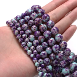 Elegant Natural Stone Bead Collection for Jewelry Crafting - Lava, Tiger Eye, Crystal, Apatite, Amazonite, Tourmaline (Purple emperor)