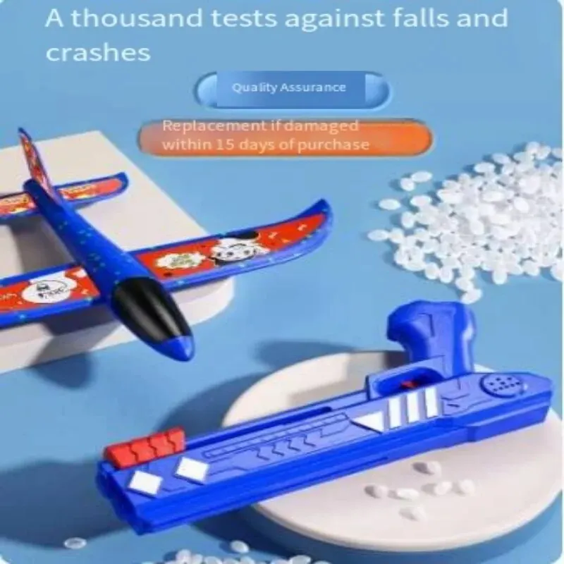 Catapult Foam Plane Gun Fire Outdoor Sports Hand Toss Flying Glider Toy Boys Girls foam plane shooter