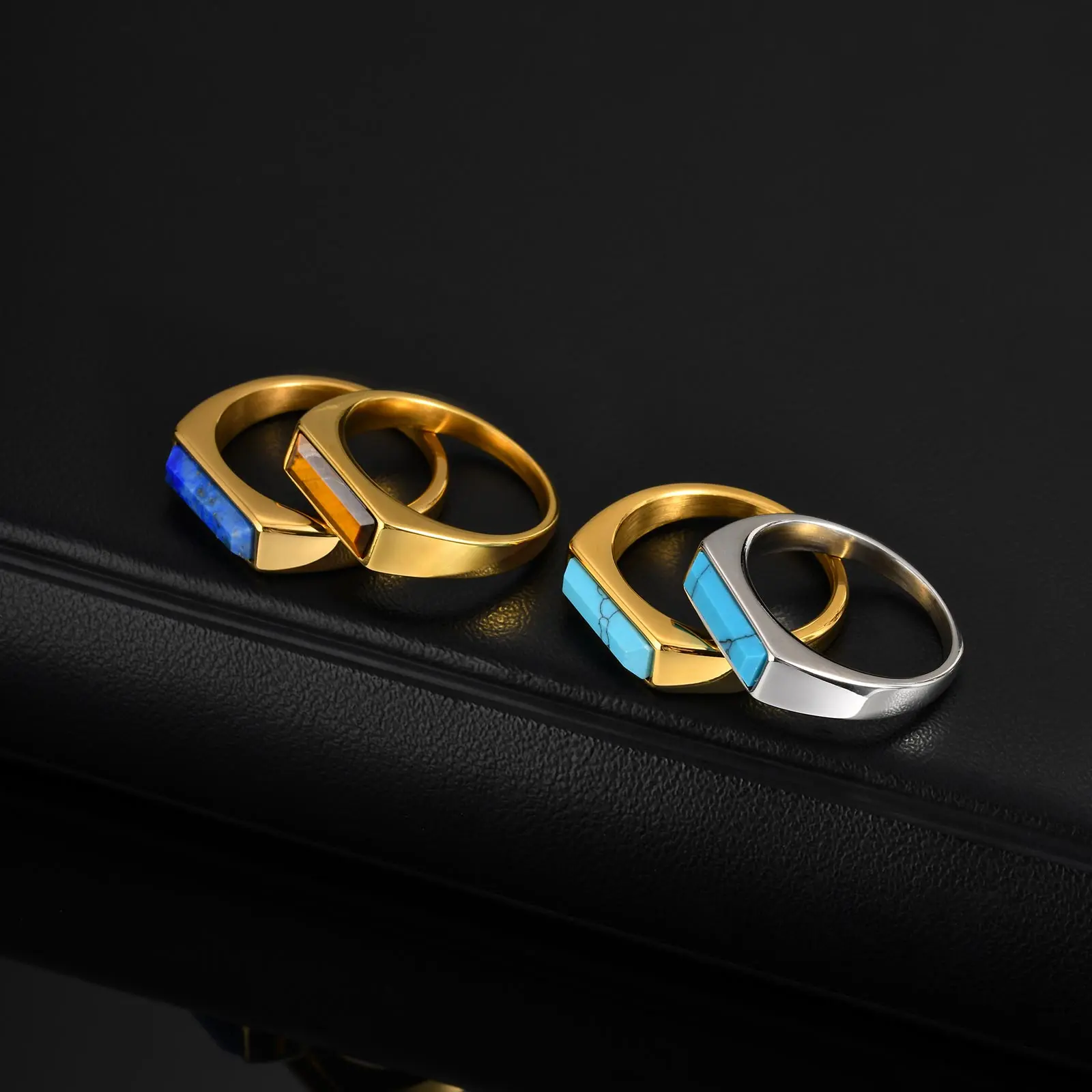 Gold Plated Stainless Steel Unisex Signet Ring