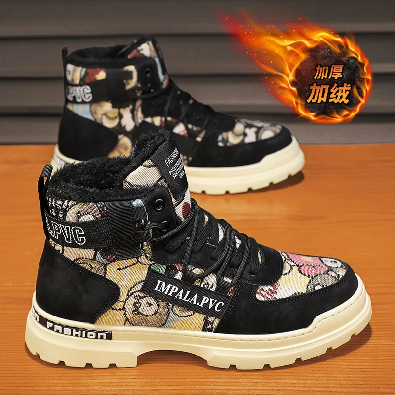 

CYYTL Mens Shoes Winter Snow Boots Fur Warm Casual Leather Ankle Platform Designer Luxury Sport Outdoor Hiking Cowboy Sneakers