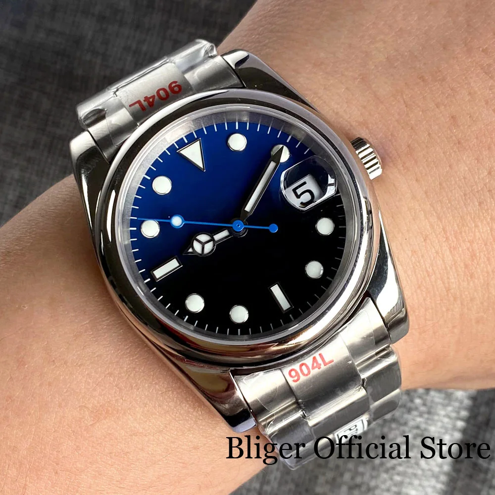 

BLIGER 36mm/39mm NH35A Black Blue Automatic Mens Watch Polish Bezel MIYOTA 8215 PT5000 Movement Luminous Hand Steel Strap