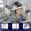 Over The Sink Dish Drainer Drying Rack, 2-Tier Over Sink Dish Drying Rack Stainless Steel Adjustable  Dish Drying Rack Over 5