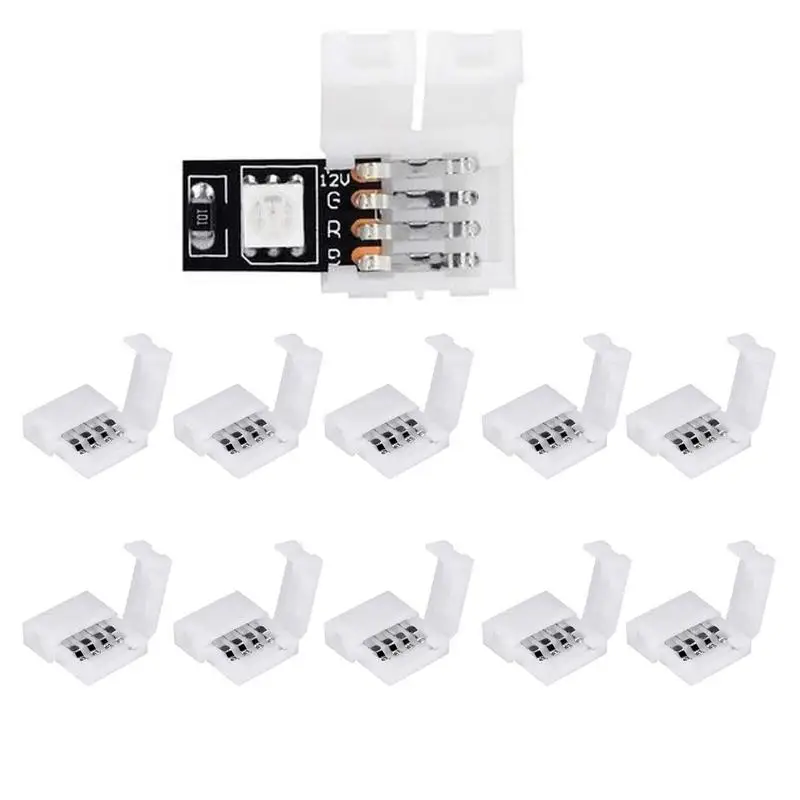 

LED Light Connectors 10pcs Solderless LED Strip Light Connectors 4 Pin Unwired Strip Light Gapless Track Lighting Connector