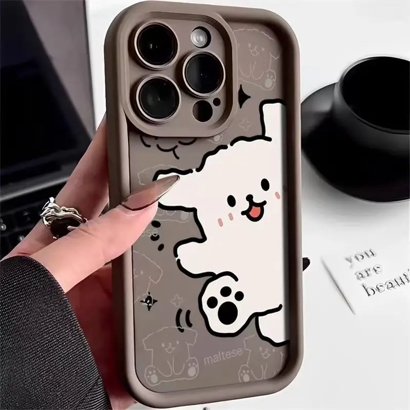 Charming Maltese Dog Cartoon Phone Case Design