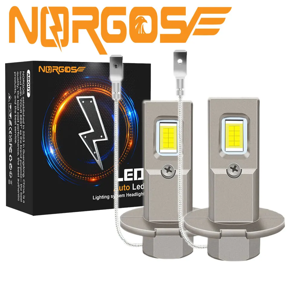 

NORGOS H3 LED Fog Light Bulb 1:1 Fanless 16000LM Daytime Running Light LED H3 Headlight Car Driving Lamp Super Bright DRL