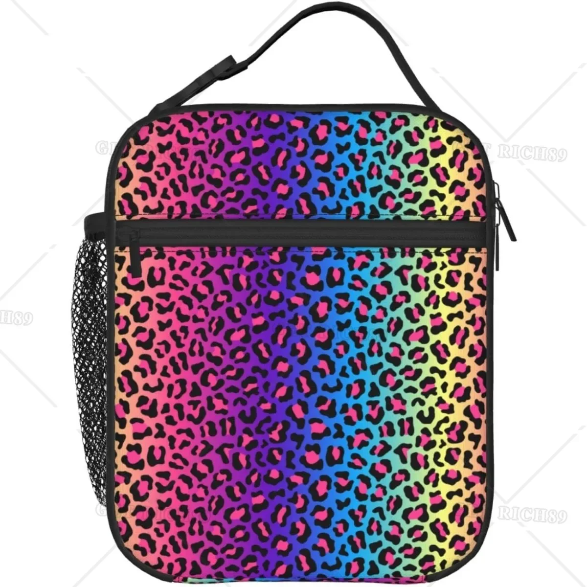 

Colorful Leopard Lunch Box - Insulated Lunch Bags for Women/Men/Girls/Boys Detachable Handle Lunchbox Meal Tote Bag