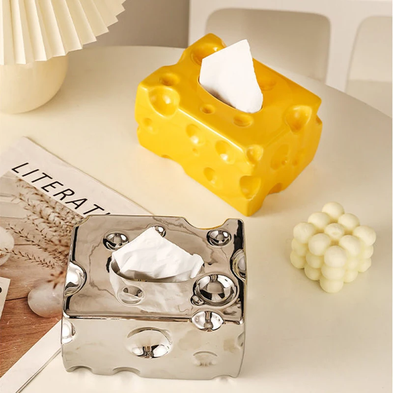 

Cheese Fun Napkin Paper Drawer Box Home Creative Paper Drawer Box Cream Ceramic Paper Towel Box Living Room Luxury Decoration