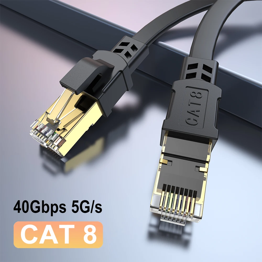 CAT 8 Ethernet Kablosu 40 Gbps 2000 MHz CAT8 RJ45 Ağ Lan Yama Kablosu Düz 10 m 15 m 20 m 30 m 50 ft 100 feet Modem Yönlendirici PS 5/4