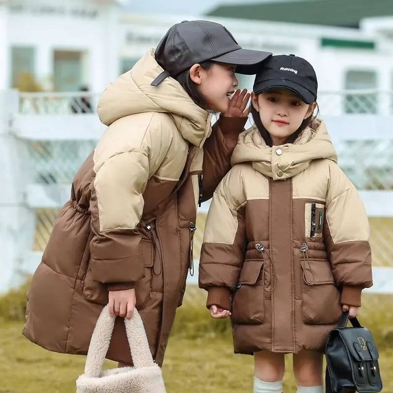 

-30 Degree Down Jacket Children Hooded Casual Coat Winter Boys Long Clothing Girls Warm winter coat for girlsParkas 2024 New
