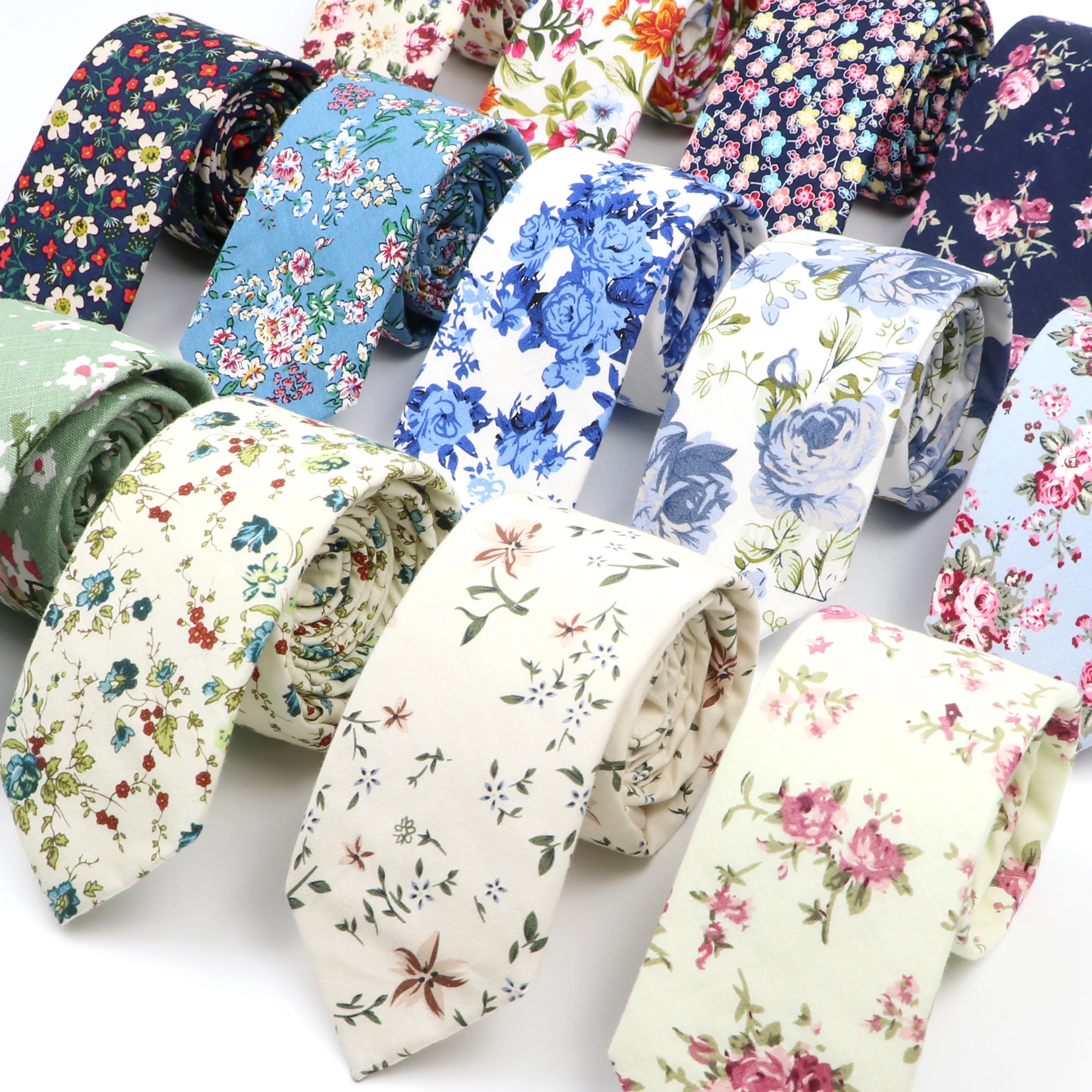 Floral Cotton Skinny Tie 1