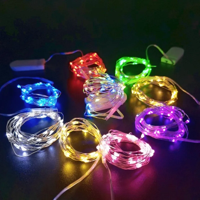 

5M Button Battery Operated Copper Wire String Lights 20pcs Garden Fairy Lamp Christmas Decoration LED Wedding Garland Party Lamp