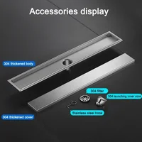 ท่อระบายน้ำพื้นแบบซ่อน สแตนเลส 304 สีทอง ท่อระบายน้ำพื้นแบบซ่อน ป้องกันกลิ่น ท่อระบายน้ำฝักบัว 20-100 ซม. 6