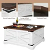 Modern Farmhouse Coffee Table Square Wood Center Table with Storage Space Metal Corners Z Shape Table 5
