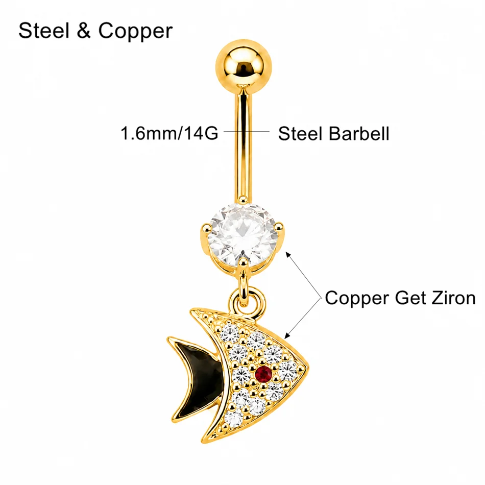 Neo-Gothic Red Zircon Eye Belly Ring with G23 Titanium Barbell - Bold Beach Jewelry