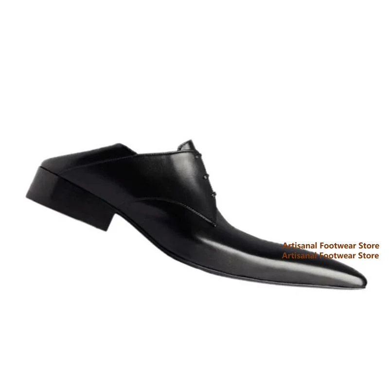 Sharp Pointy Toe Derby Lace Up Formal New In Stylish Business Casual Leather Trendy Men's Shoes_vogvips.com