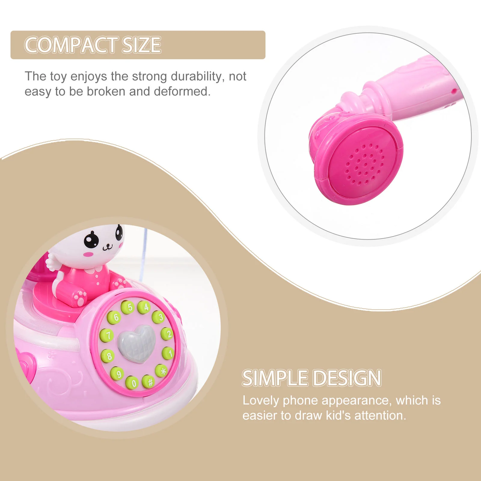 Early Developmental Toy Simulated Telephone Simulation Intercom Pink Plastic Child Childrens Toys 4