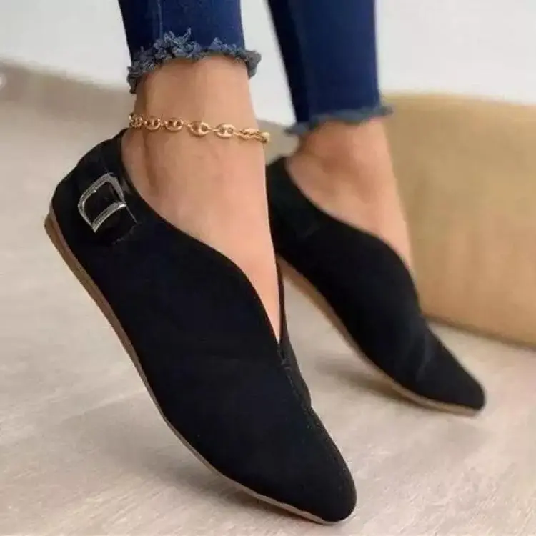 

New Loafers Woman Shoes Soft Fashion Flats Zapatos Women Plus Size 35-43 Pointed Toe Shallow Boat Shoes Mujer