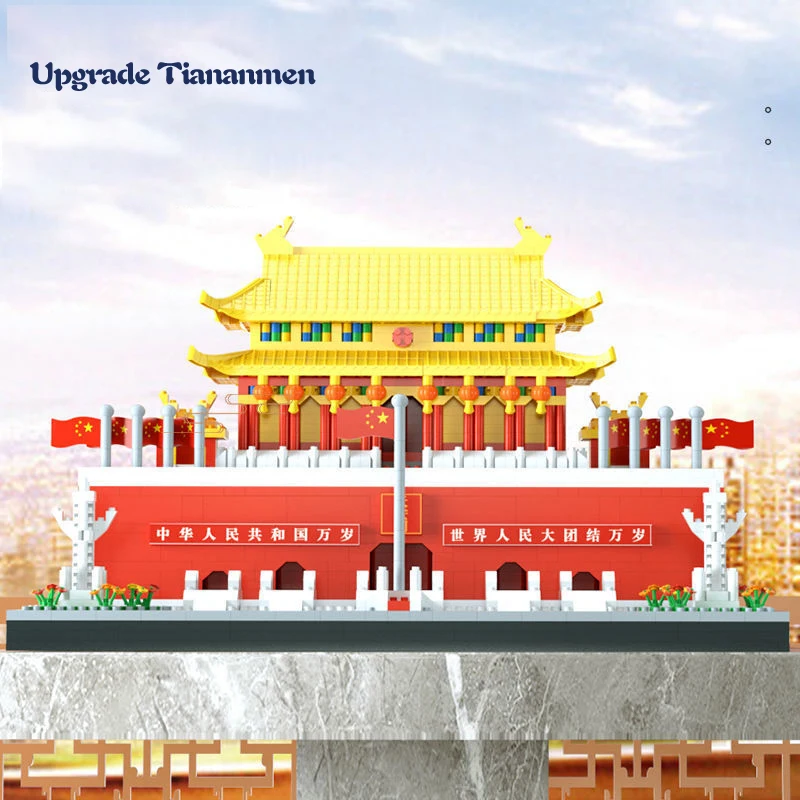 

Chinese Architecture China Beijing Tiananmen Building Blocks City Street View Micro Block Sets Bricks Gift For Adult Collection