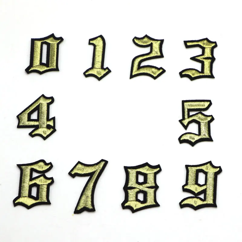 1pc schwarz rot alte Nummer 0-9 gestickte Buchstaben Patches Aufkleber Eisen auf Patch Applique DIY Nähen Kleidung Abzeichen auf Kleid – Detail 3