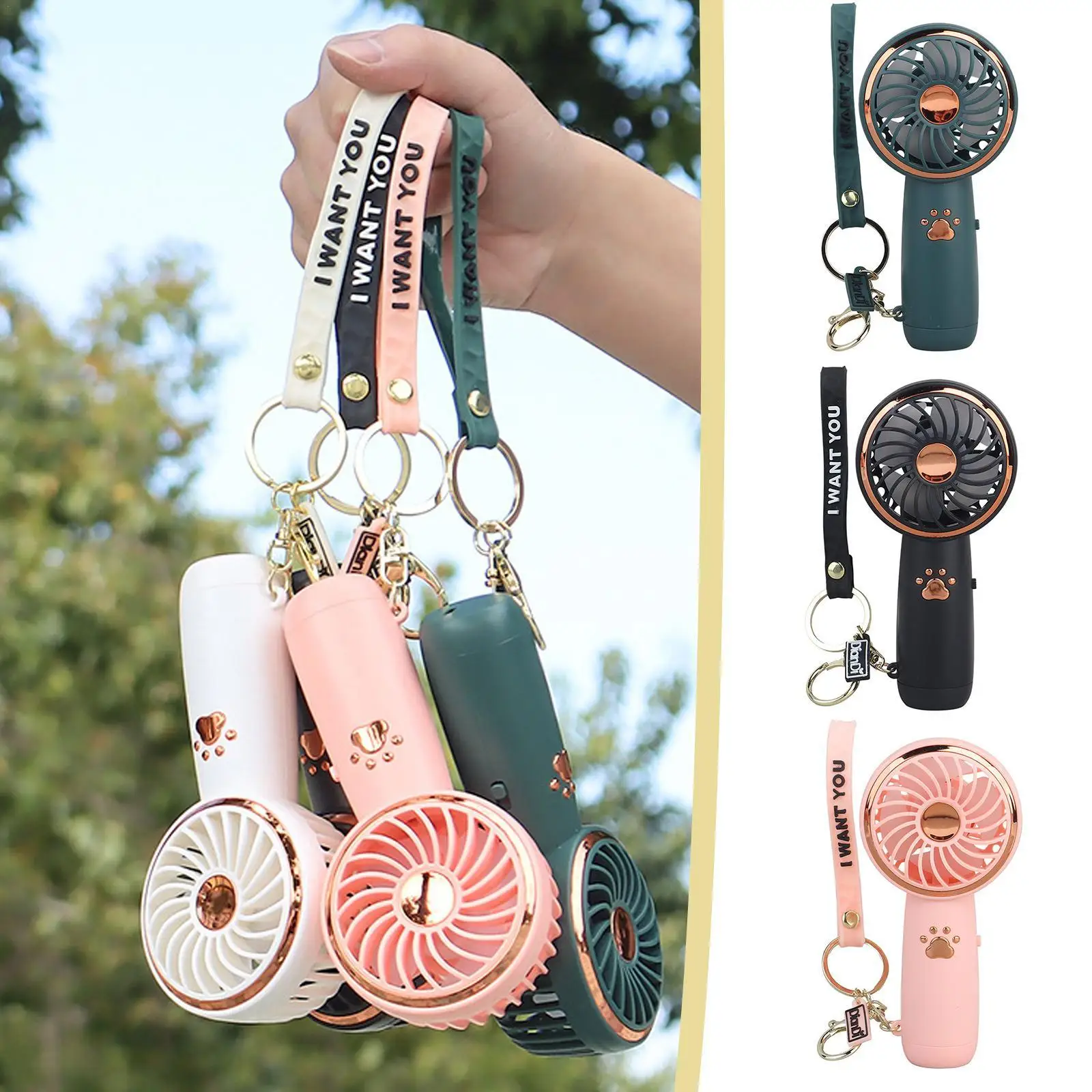 Mini Fan USB Rechargeable Portable Hand Fan Travel Shopping Cooling Air