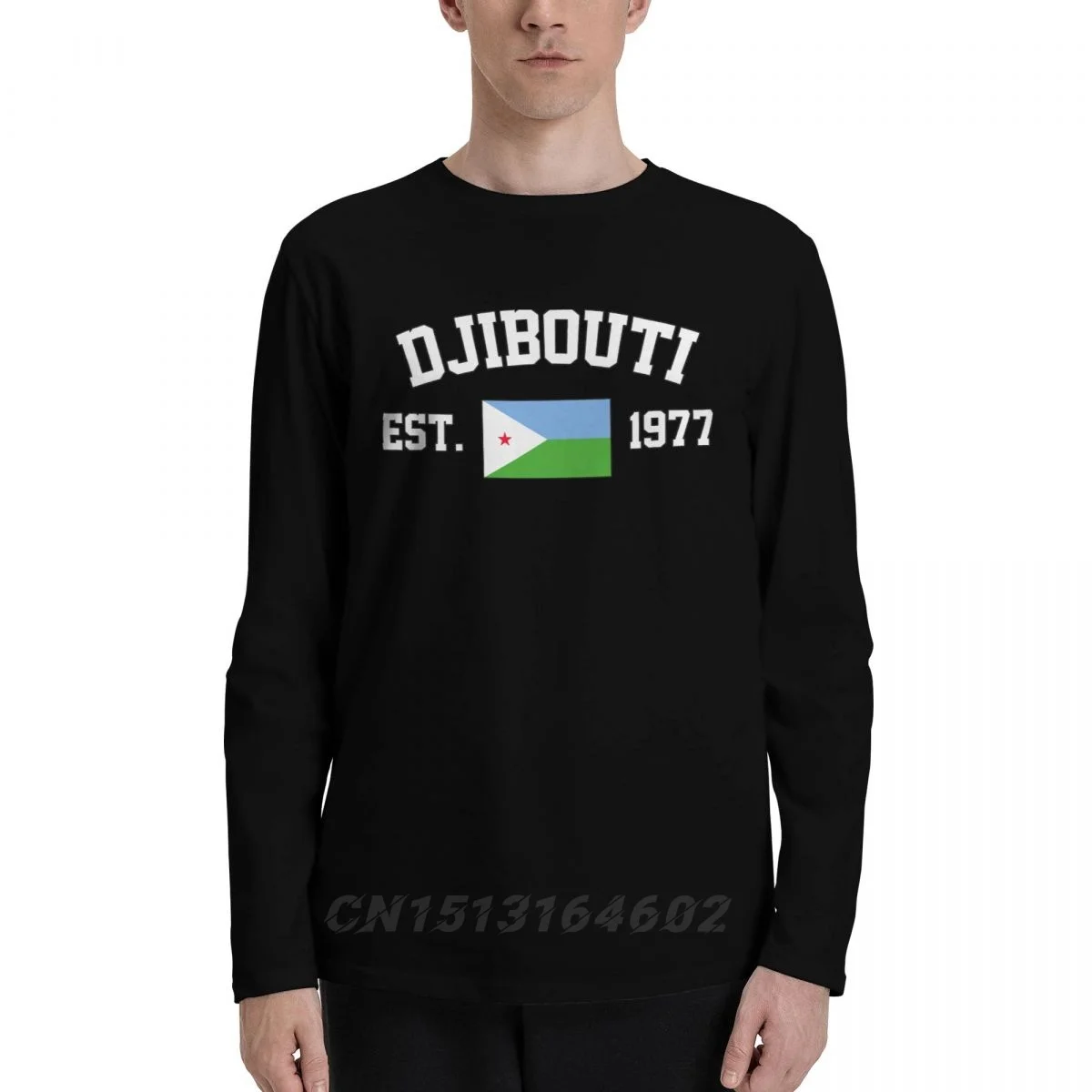 

100% Cotton Djibouti Flag With EST. Year Long Sleeve Autumn T shirts Men Women Unisex Clothing LS T-Shirt Tops Tees